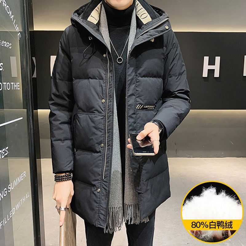 时尚款羽绒衣羽绒服男士中长款2022新款冬季潮流帅气加厚冬装工装