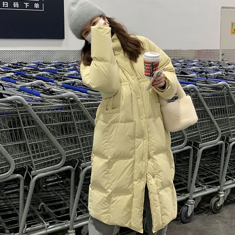 羽绒衣羽绒衣紫色长款羽绒服女冬季加厚小个子白鸭绒设计感小众显