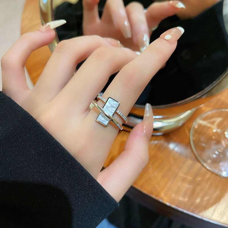 跨境欧式锆石戒指女轻奢小众设计高级感食指戒i
