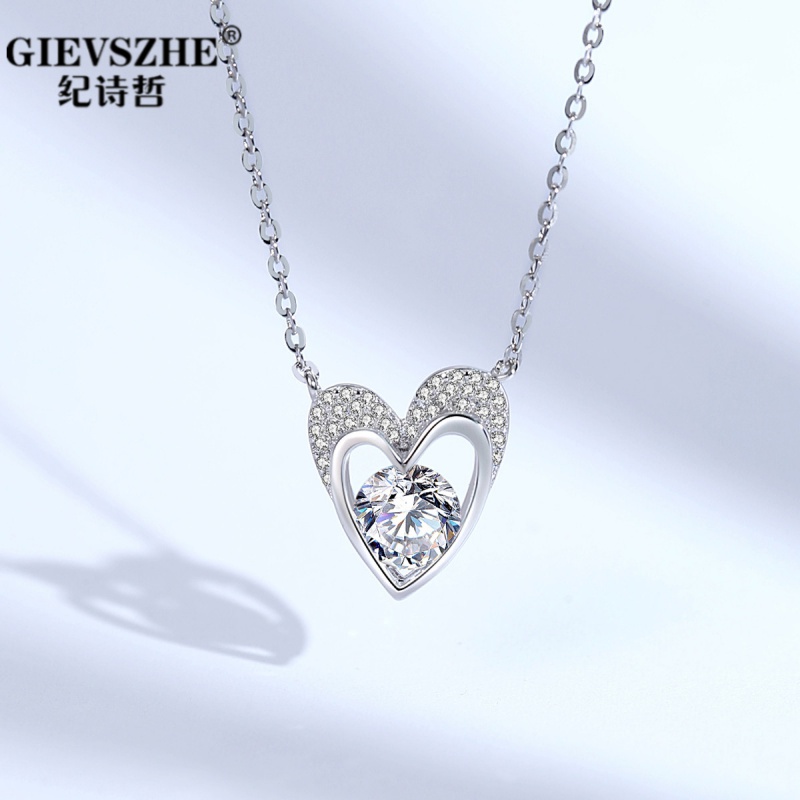 GIEVSZHE/纪诗哲 吊坠足银 简约爱心高级感吊坠时尚百搭女友礼物