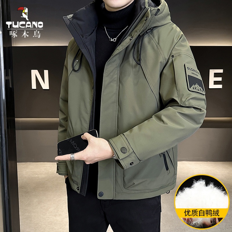 TUCANO/啄木鳥男士羽绒服2024冬季加厚宽松男女同款连帽鸭绒外套