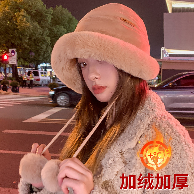 冬季韩版百搭毛绒帽女加绒保暖护耳防寒雷锋帽子可爱毛球渔夫帽潮