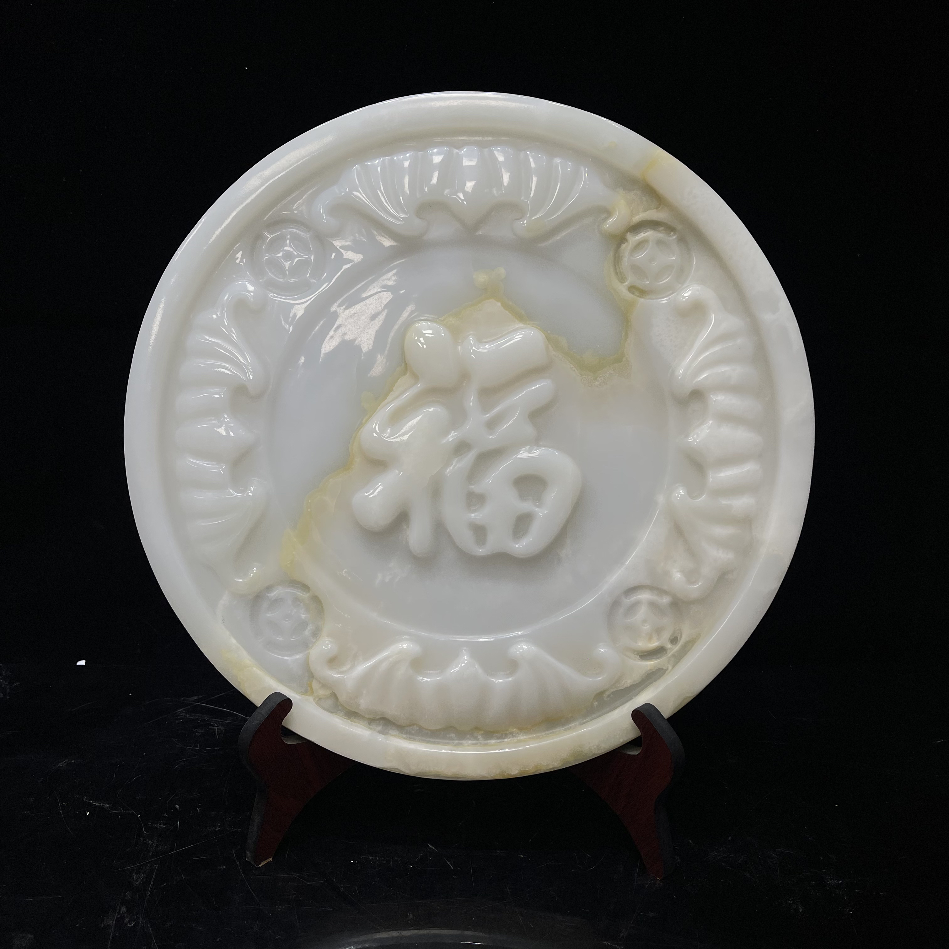 【直径36】五福临门平安扣浮雕家居摆件大号简约玄关摆设新居乔玉石