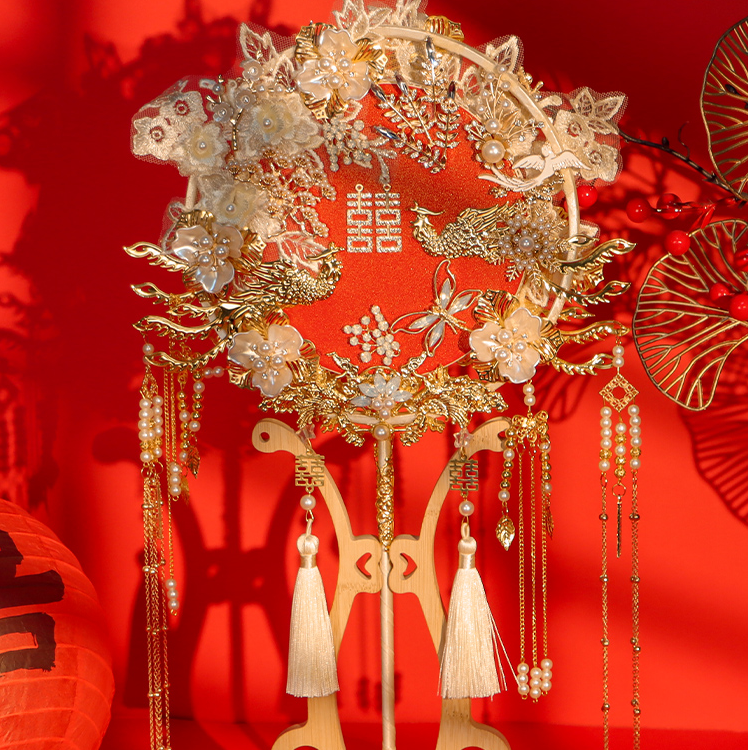 《长相思》双面双色团扇新娘结婚diy材料包中式婚礼高级秀禾出嫁扇