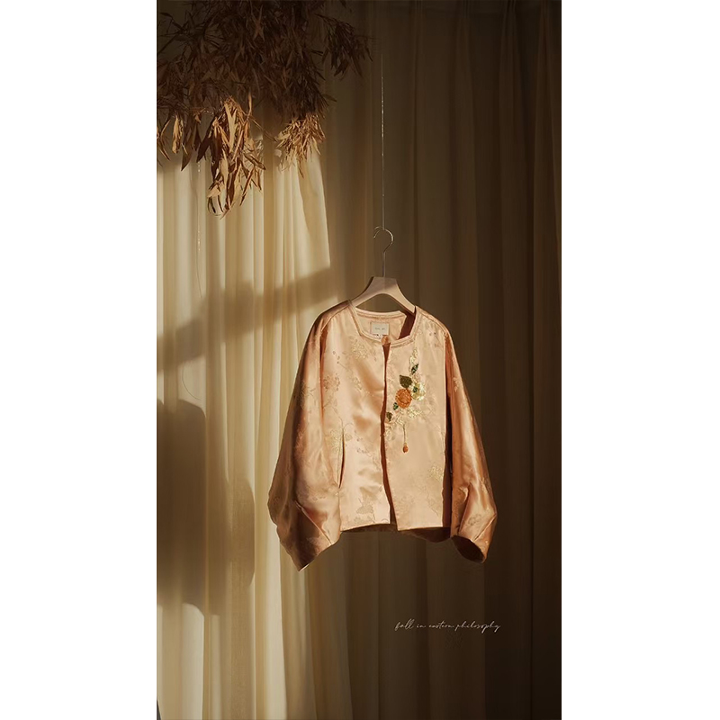 ozen【66大顺】设计师改良汉服重磅桑蚕丝外套手工盘金珠片绣