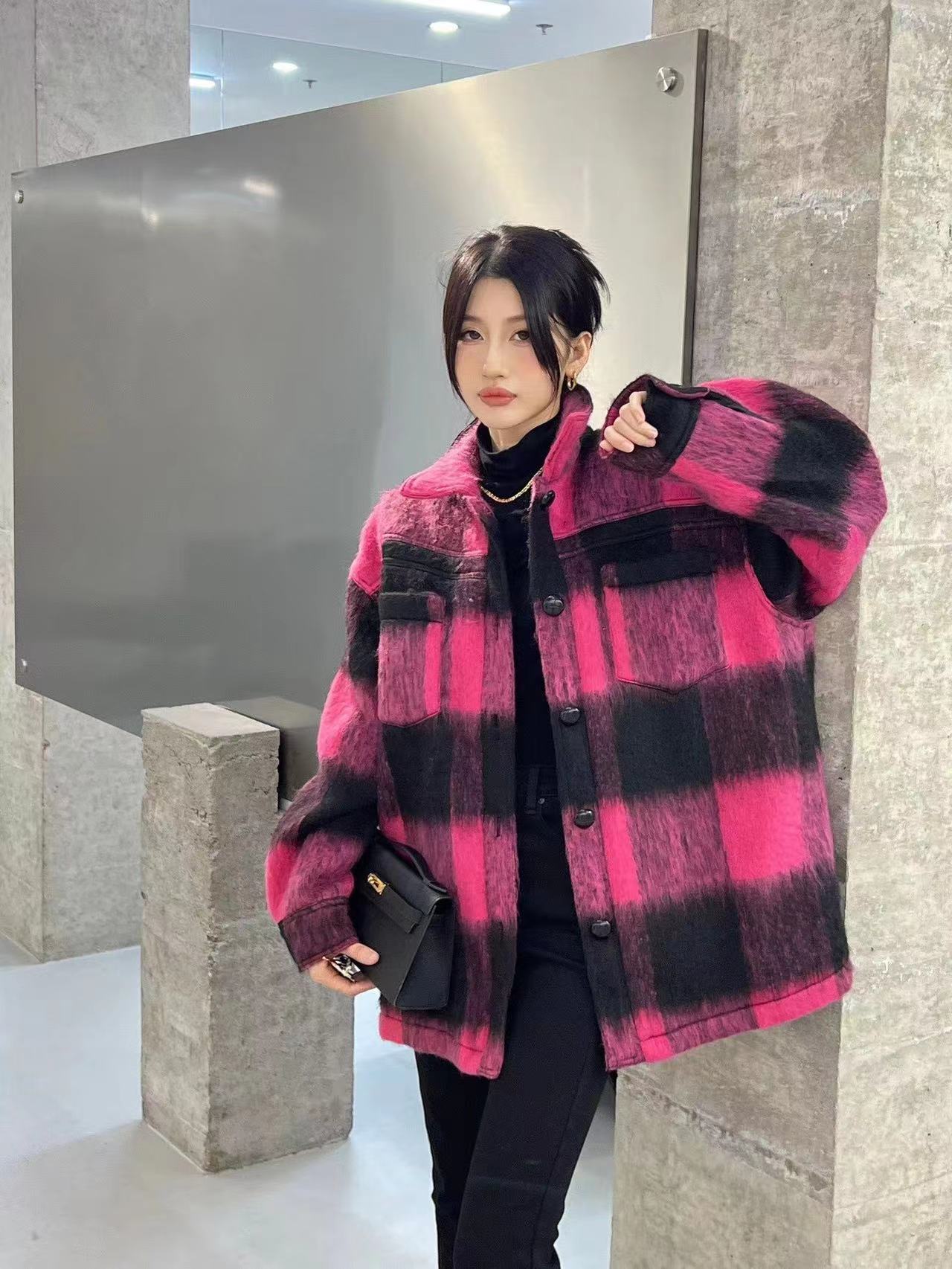 新款网红外套红色大衣