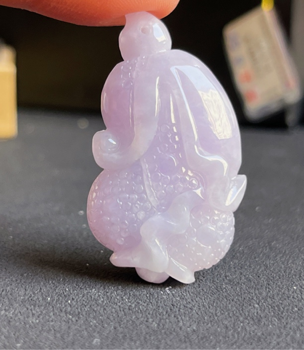天然缅甸翡翠A货挂件吊坠紫色冰透精雕俏色项坠女士时尚