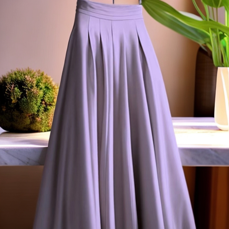春日省心长裙欧若风设计感大摆拖地紫色轻奢赫本风小个子半身长裙