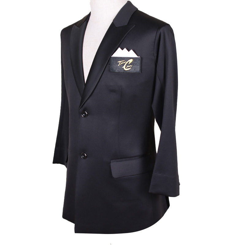 汤朗牌摩登舞黑色单件西服国标舞交谊舞弹力表演服