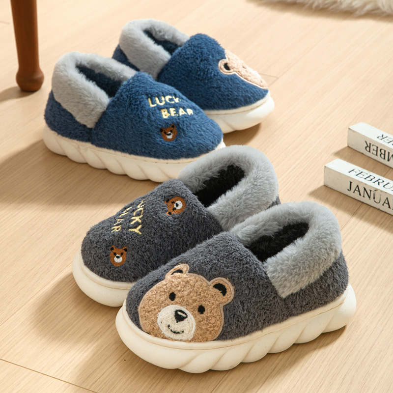 男孩棉拖鞋包跟儿童居家用冬季防滑卡通室内保暖毛绒男童宝宝棉鞋