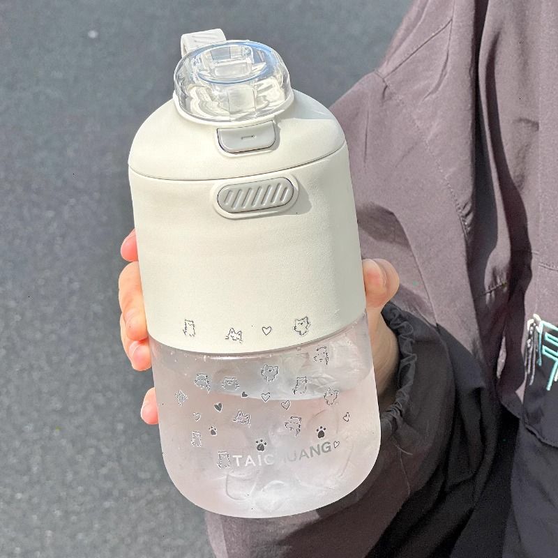 恒度双饮水杯学生吸管杯日系卡通可爱女生夏日tritan塑料水杯子