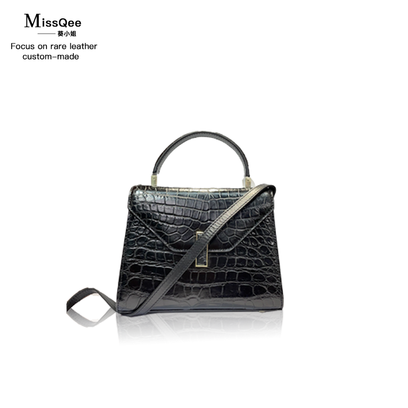 「高定女包」葵小姐MissQee鳄鱼皮定制手提包 9130 黑色