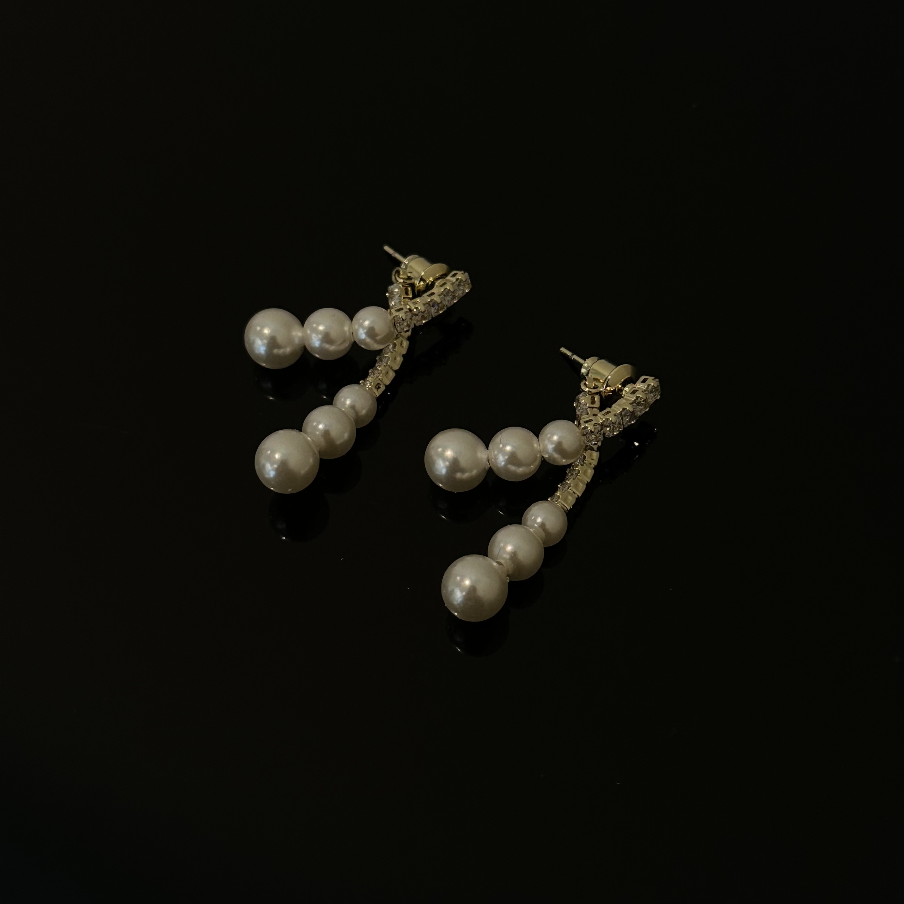 铜合金仿珍珠耳饰   06141  时尚时髦圆舞曲珠锆长款耳环