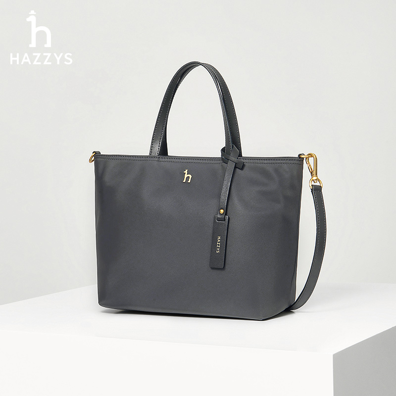 Hazzys/哈吉斯单肩拉链扣托特包时尚休闲简约通勤大容量包轻便女
