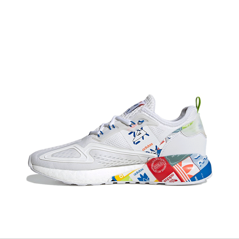 adidas originals ZX 2K Boost 运动休闲鞋 男女同款白蓝橙GX2718