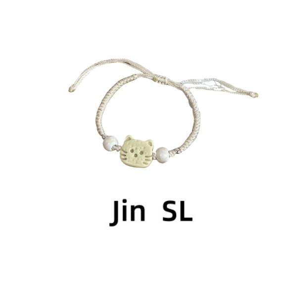 非金属树脂手链 可爱百搭情侣卡通猫咪编织绳手链女简约小手工