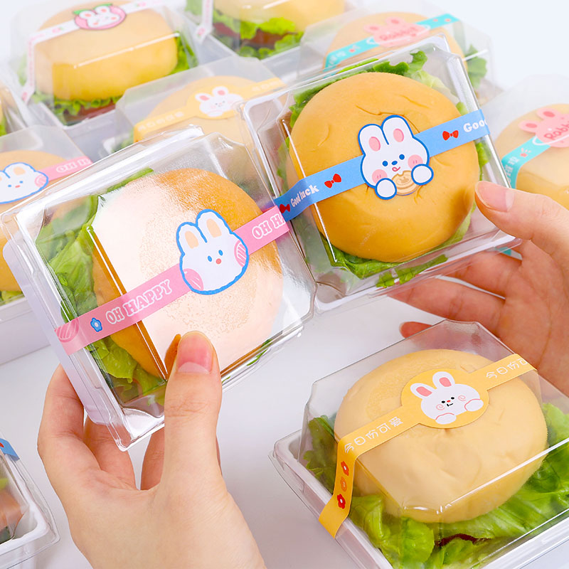 汉堡盒三明治包装盒单个打包盒摆摊一次性带盖透明网红迷你汉堡盒