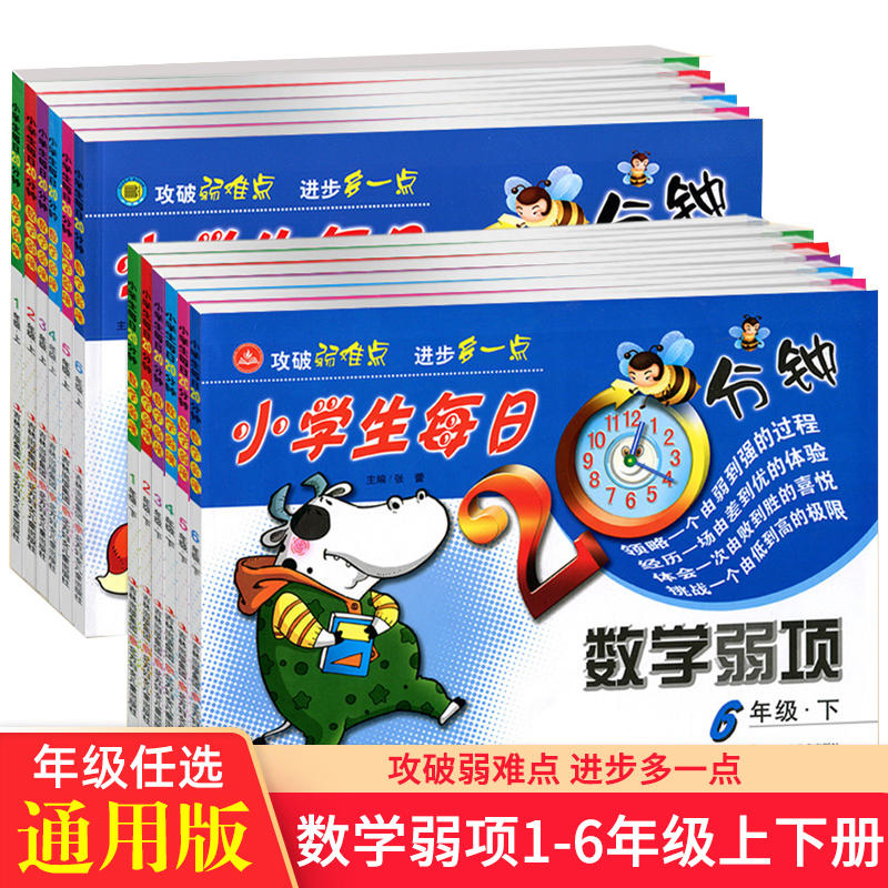 正版【专享价】小学生每日20分钟数学弱项  通用版攻破弱难点弱项