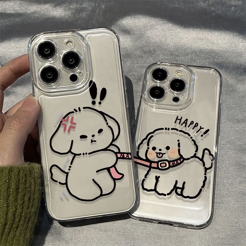 卡通可爱小狗情侣iPhone14promax苹果13手机壳11/12软壳xs/xr透明