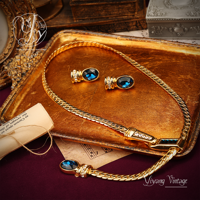 一漾 铜合金合成锆石项链 中古项链 复古设计日常搭配 探索美丽