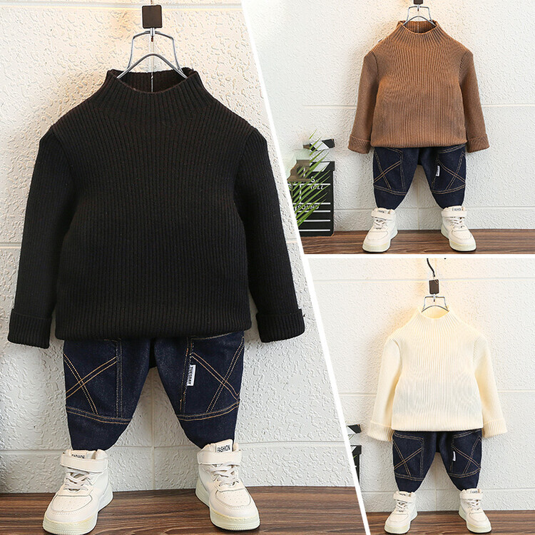 男童毛衣秋冬2023新款儿童针织衫冬季加厚中小童半高领打底衫线衣