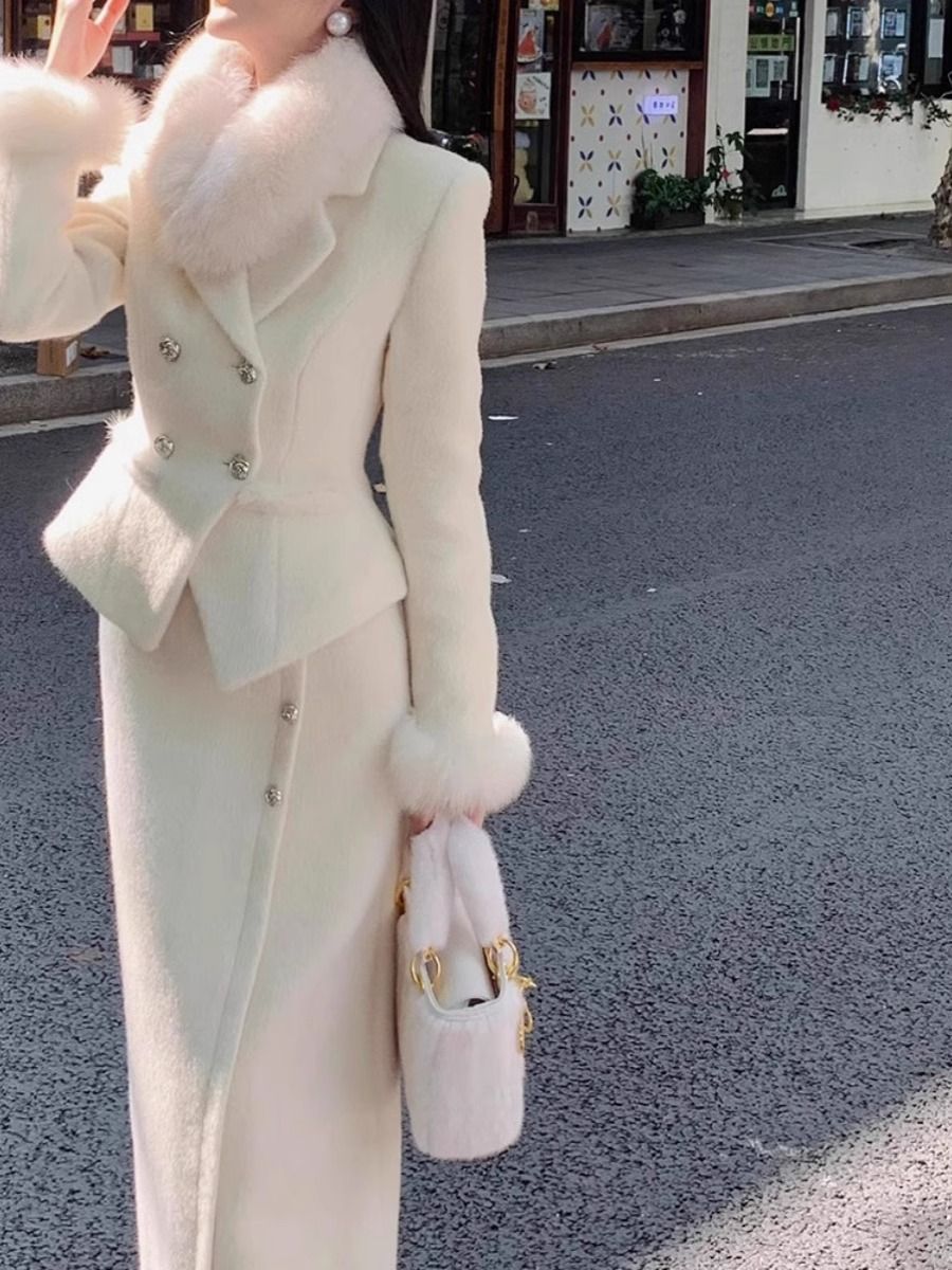 深冬装搭配一整套高级感小洋装名媛高端气质小香风外套半身裙套装