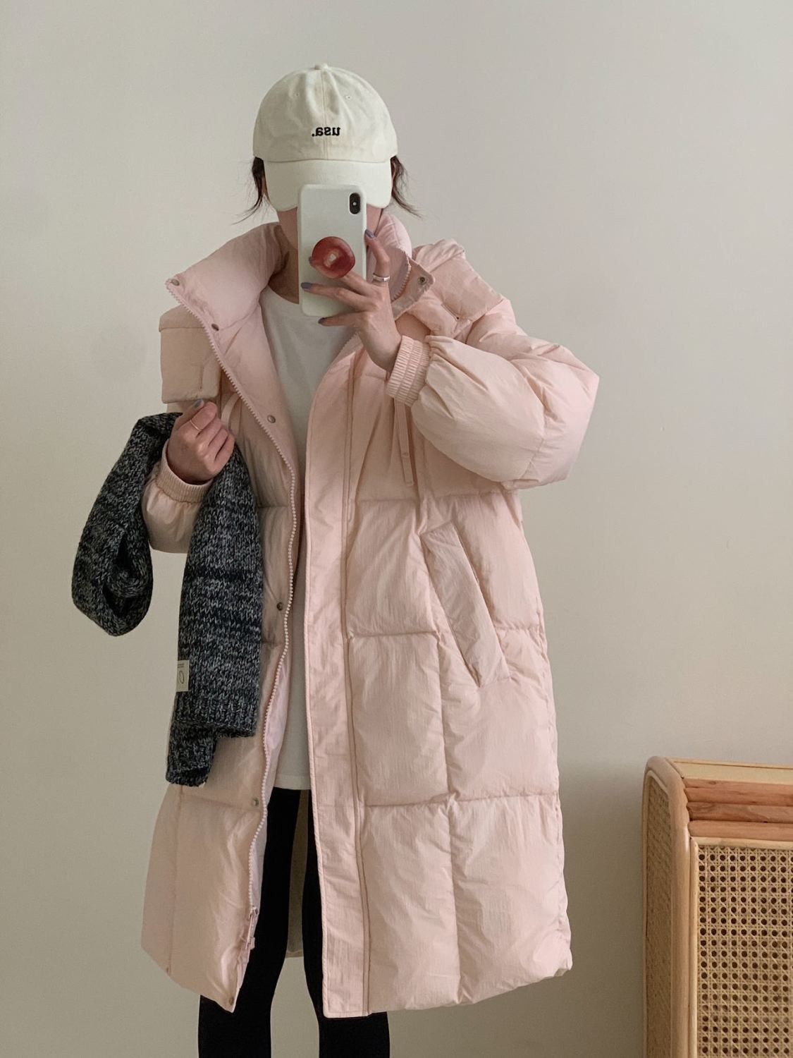 90白鸭绒长款女2023冬季新款加厚甜美韩版宽松连帽过膝外套