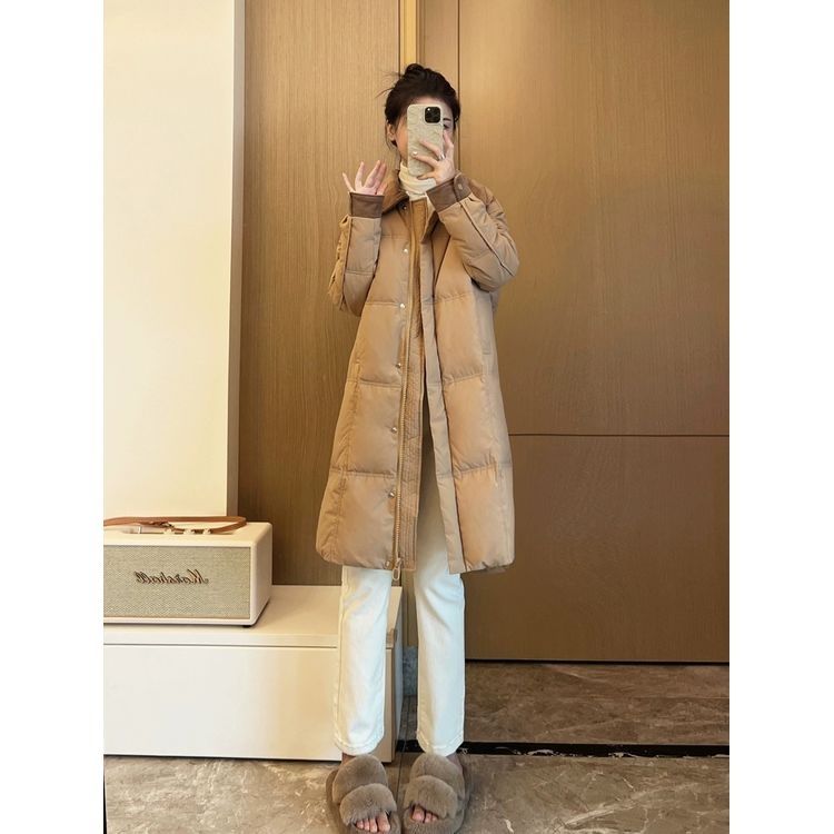 棉绒服女中长款2023年新款复古灯芯绒翻领加厚小个子宽松保暖外套