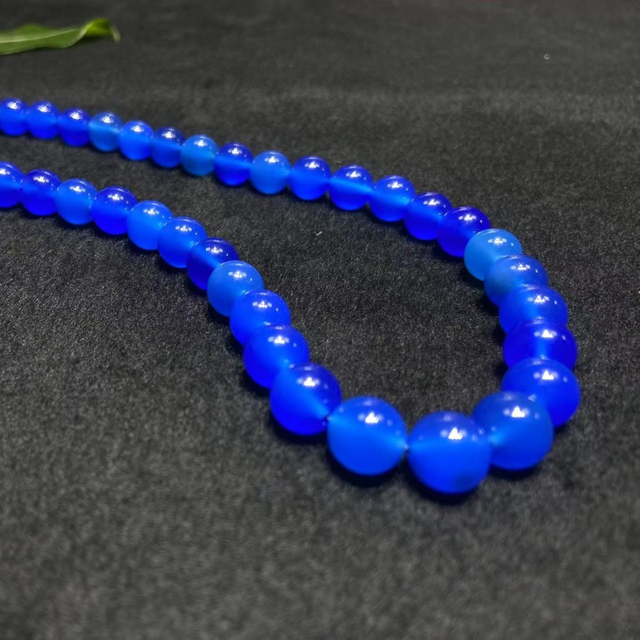 S1341（珠宝玉石）天然蓝浆 南红 玛瑙蓝项链-送礼佳品-卡8左右