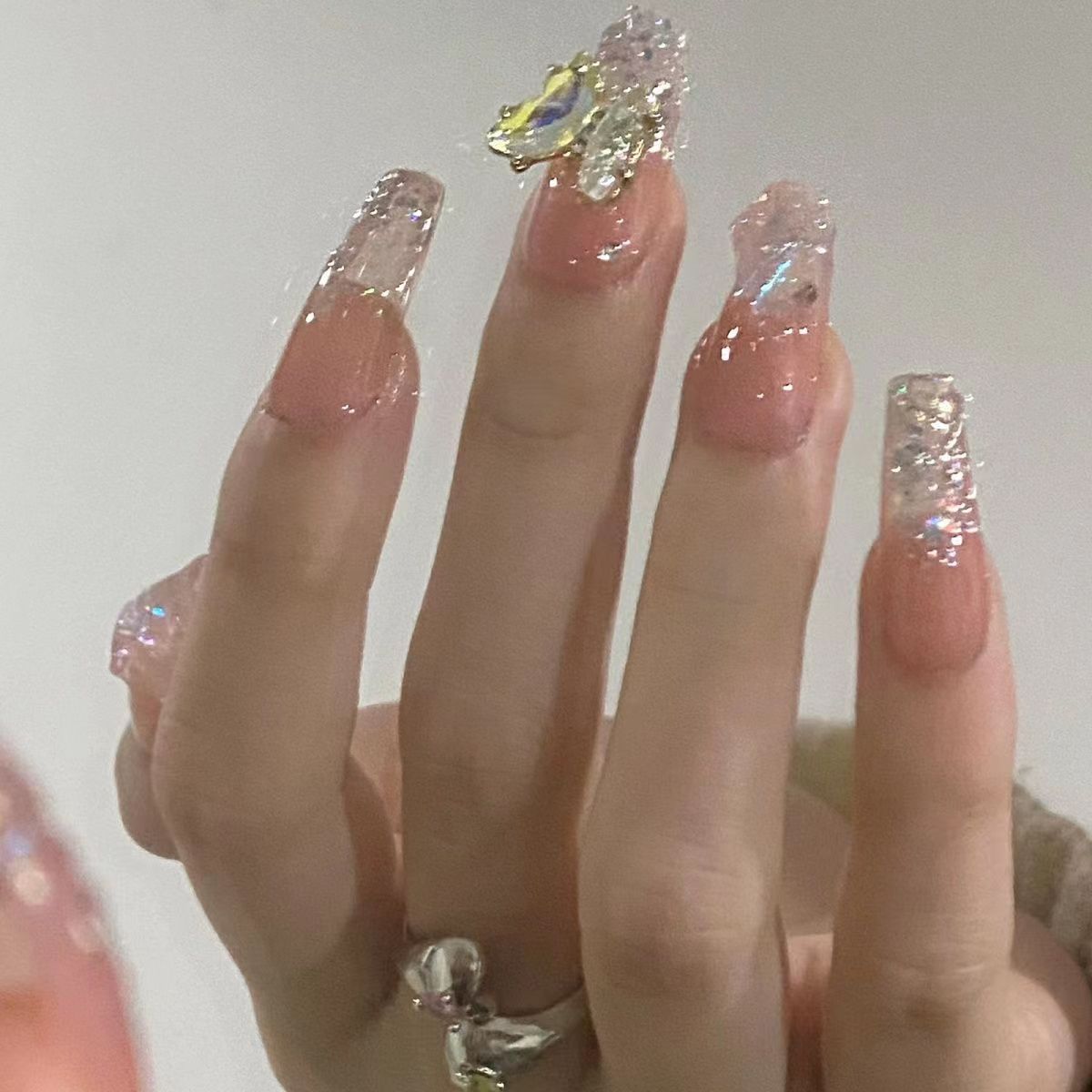 手工穿戴甲美甲成品假指甲贴片爆闪极光蝴蝶时尚舒适款美甲穿戴甲