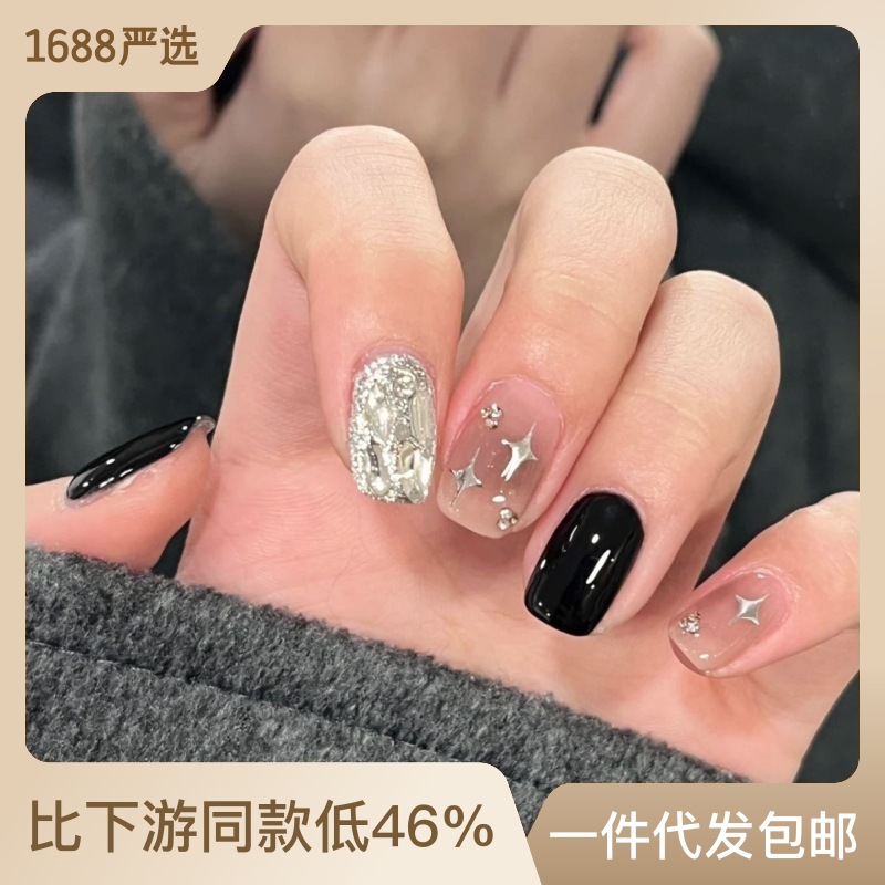 小短甲西太后轻奢美甲纯手工穿戴甲纯欲款短款美甲贴片成品批发