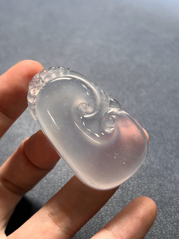 高冰紫底大如意吊坠52.5×30.5×9.2