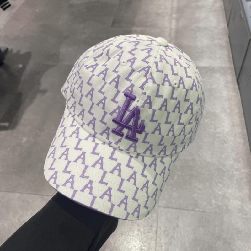 MLB韩国MLB帽子专柜LA满印软顶款棒球帽鸭舌帽遮阳帽户外可调节