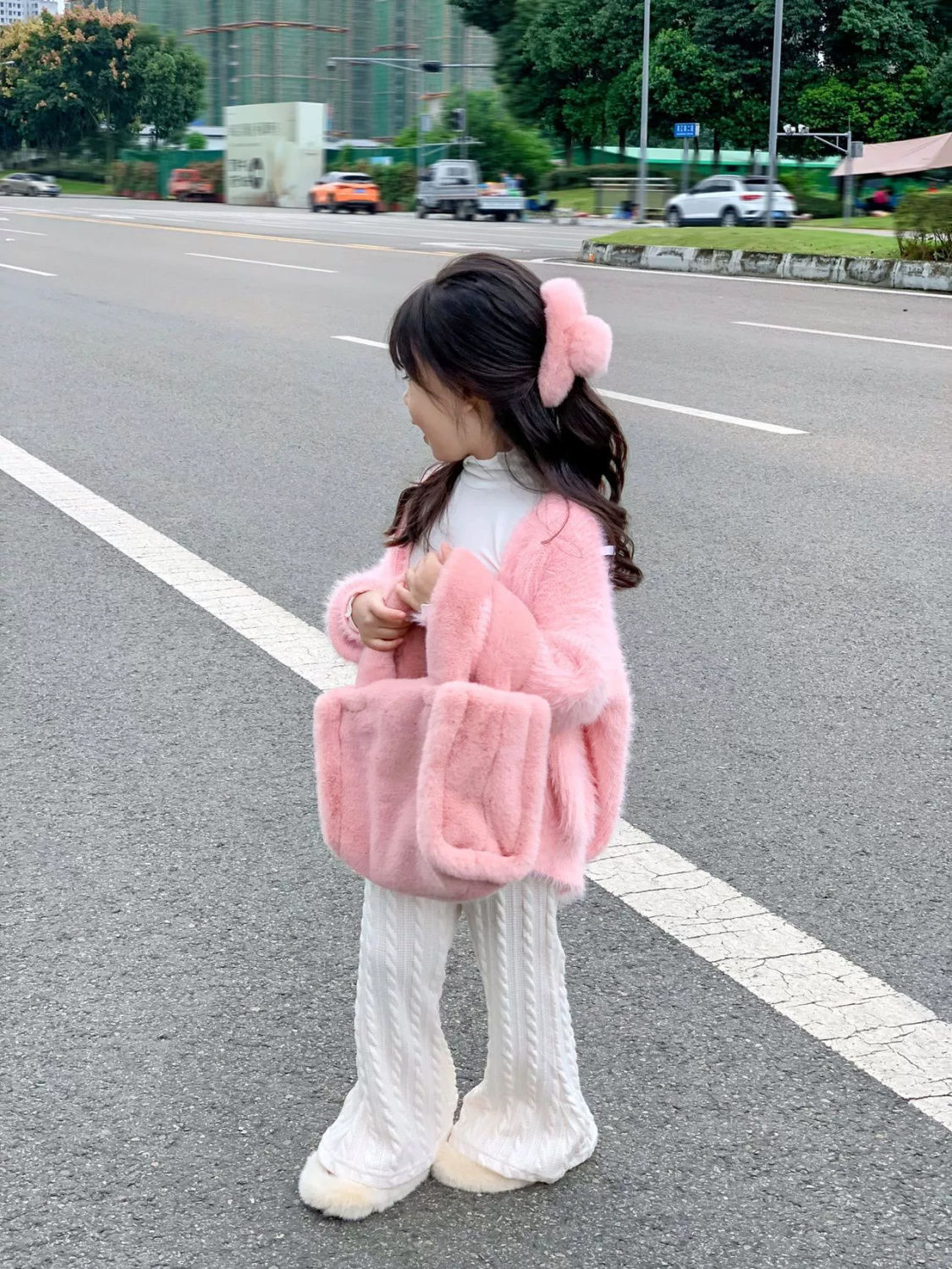 女童秋冬季新款水貂绒针织衫外套2023韩版儿童洋气时尚开衫毛衣
