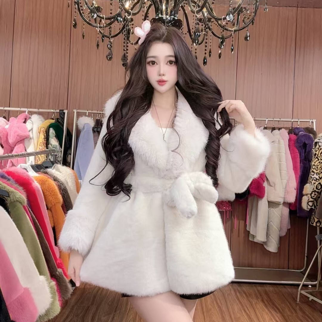 2024冬季新款气质网红白色轻奢时尚百搭系腰外套【笛笛种草】22141