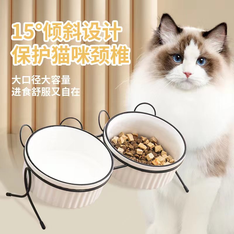 陶瓷猫碗宠物碗猫粮碗猫食盆猫水碗猫咪碗狗碗大号大容量饮水碗