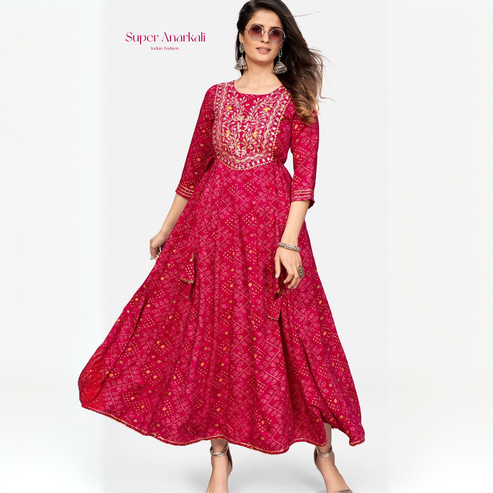 安娜卡丽气质时尚长款连衣裙刺绣民族风服饰印度舞服装