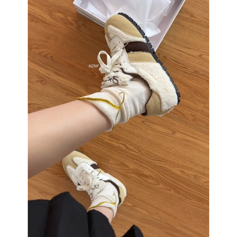 法式包跟平底毛毛鞋女秋冬外穿2023网红新款爆款加绒复古德训鞋子