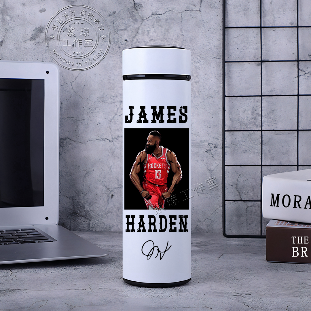 触屏显温智能水杯哈登不锈钢保温杯球星周边送礼学生篮球运动水杯