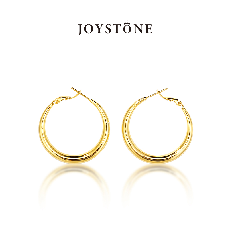 Joystone 铜合金耳饰 【秦岚同款】新月耳圈 欧美百搭极简素圈耳饰