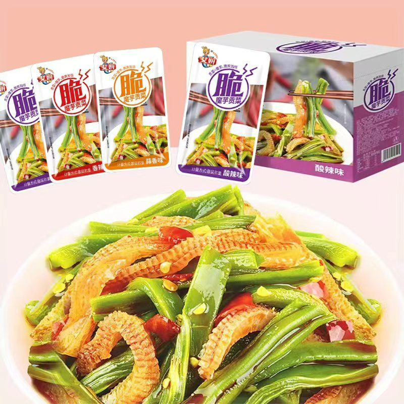 艾研魔芋贡菜香辣酸辣蒜香味下饭咸菜拌饭小吃零食即食独立小包装