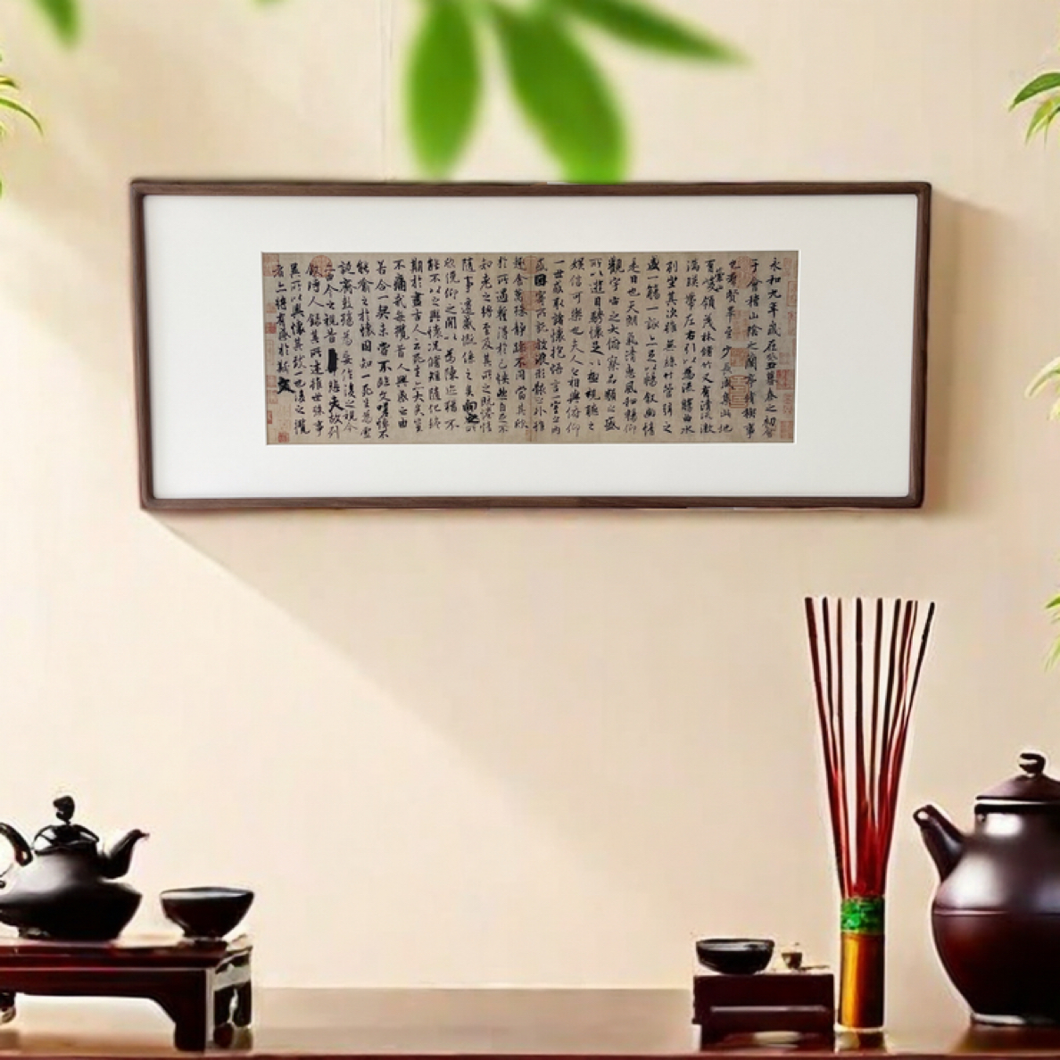 王羲之兰亭集序书法挂画纯实木手工装裱客厅书房背景墙装饰