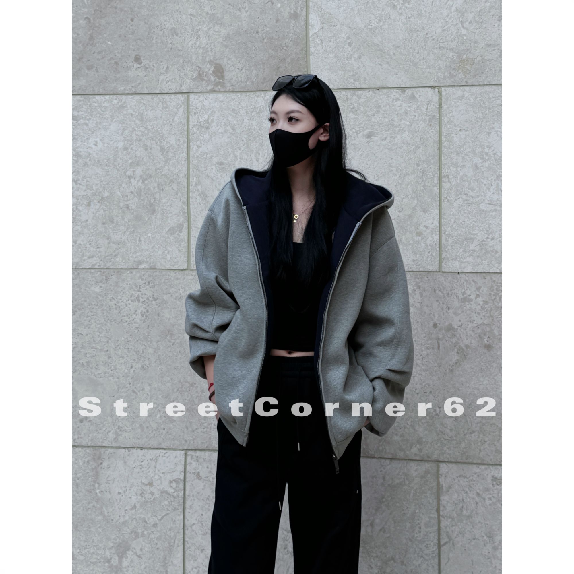 StreetCorner62秋冬立体剪裁大帽型宽松卫衣外套