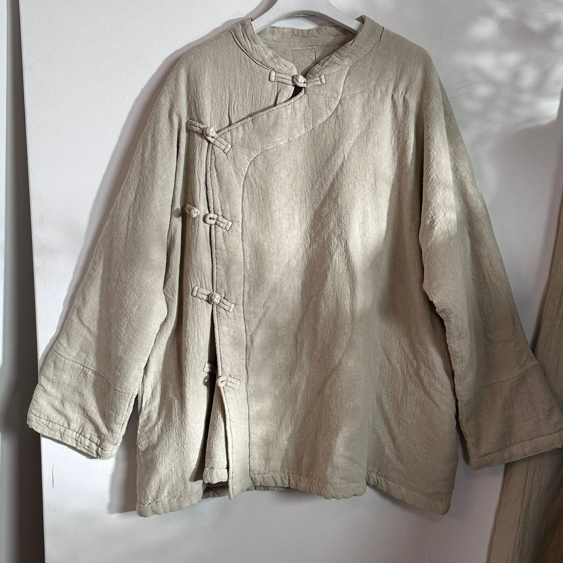 盘扣棉服外套上衣新中式中国风休闲复古文艺加厚提花秋冬