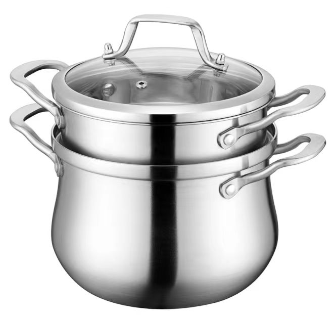 加厚早餐大容量多用加热工艺家用不锈钢三层汤锅煮肉锅蒸煮耐用