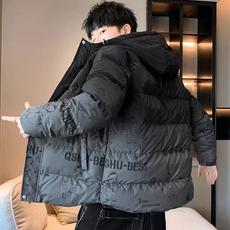 法乐琪棉衣男士外套冬新款加绒加厚保暖袄子冬装男装连帽短款棉服