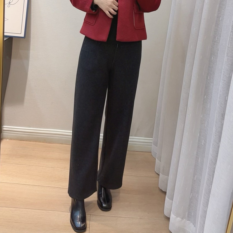 【松紧腰】加厚面料直筒毛呢裤24185