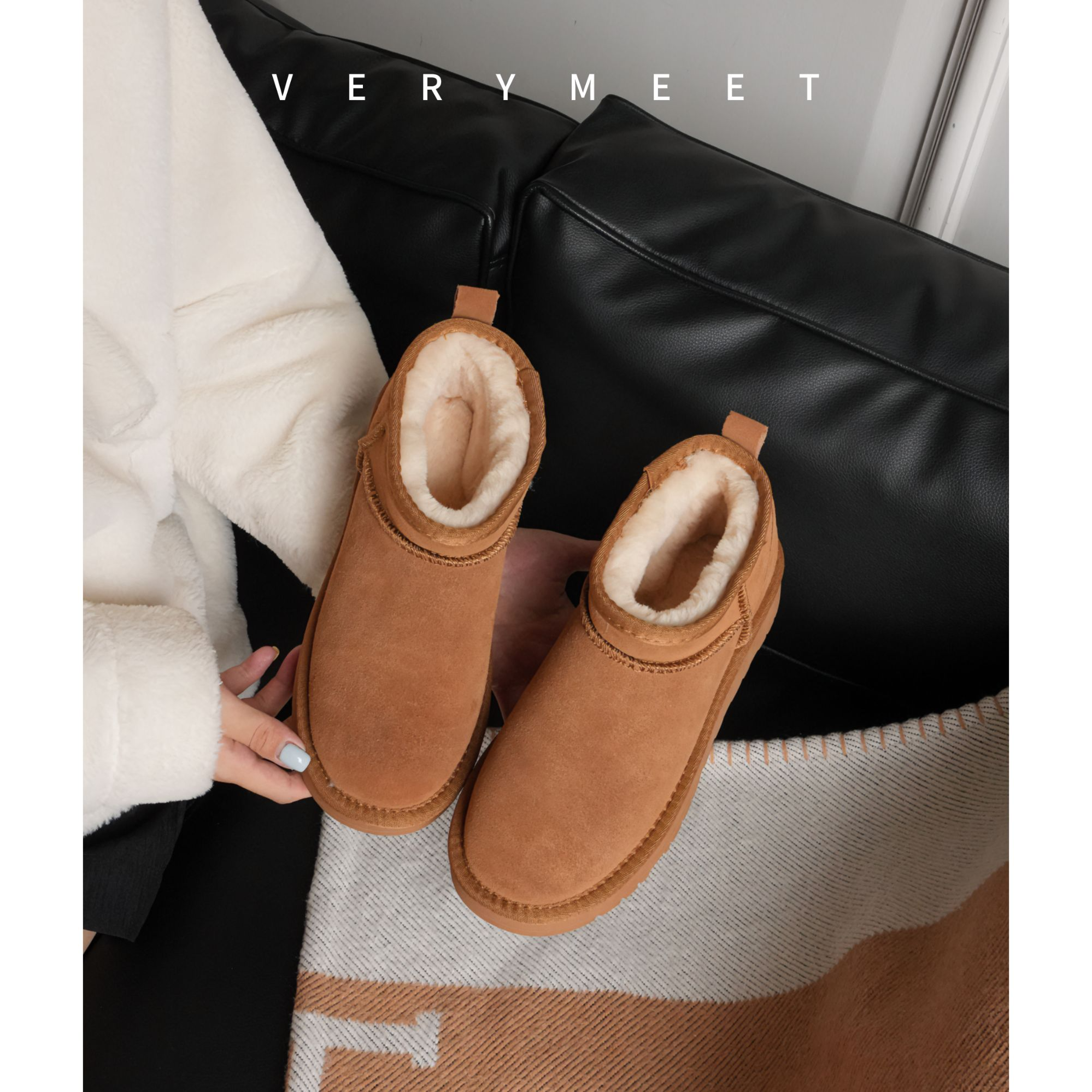 【Y姐】冬季休闲百搭雪地靴女加厚保暖厚底时尚雪地棉