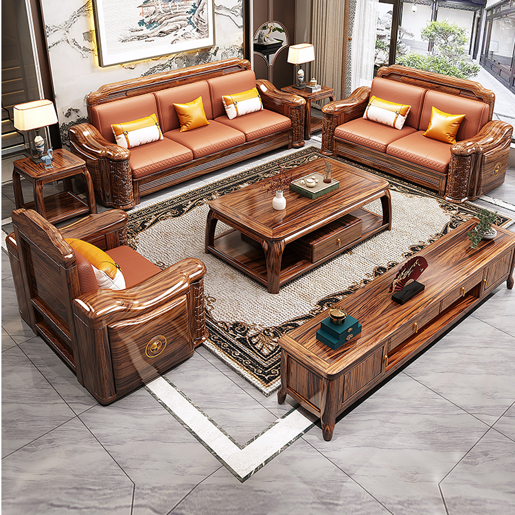 墨缦新中式乌金木实木沙发冬夏两用中式奢华别墅沙发客厅家用