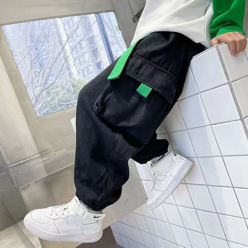 儿童童装男童工装裤春秋款新款儿童裤子男孩宽松休闲裤中大童加绒